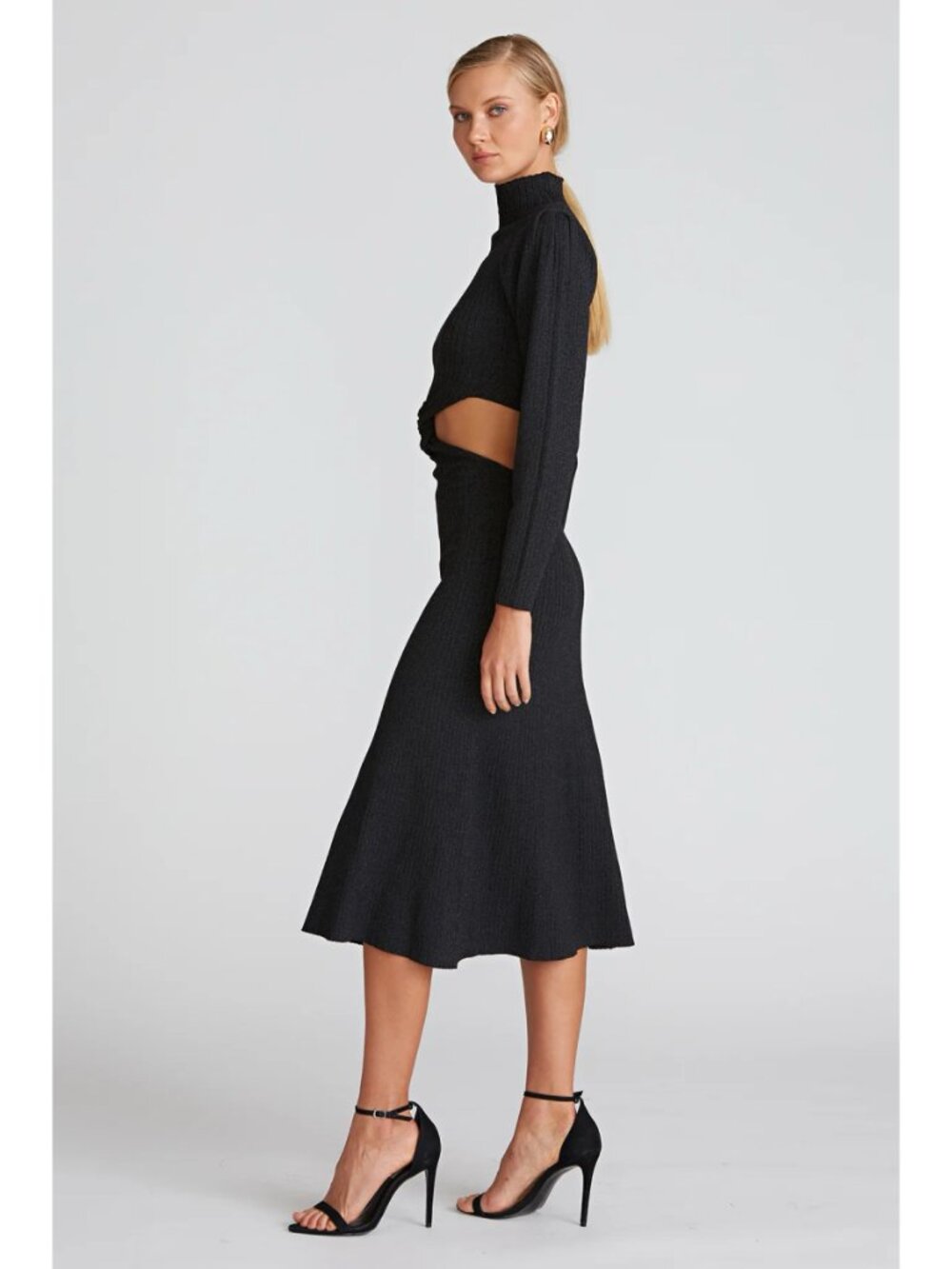 AMUR Rosemary Bamboo Knit Twist Midi Dress